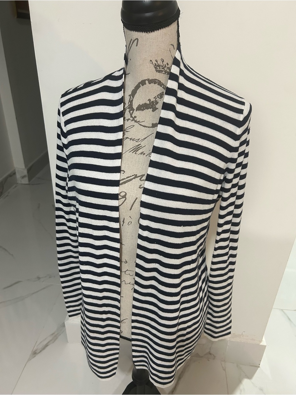 Banana Republic Navy & White Striped Open-Front Cardigan M